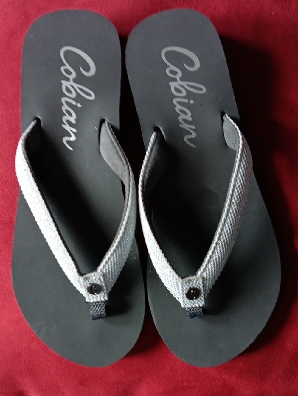 Cobian Women's Black Flip Flop Sandals with Gray Straps